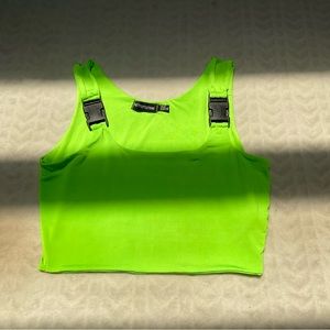 Neon Buckle Strap Crop Top